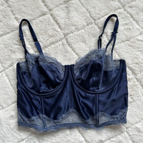 Victoria's Secret | Navy Blue Dream Angels Unlined Balconet Bra | Size 34D - Picture 3 of 13